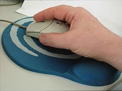 Computer Mouse, Mousepad & Hand